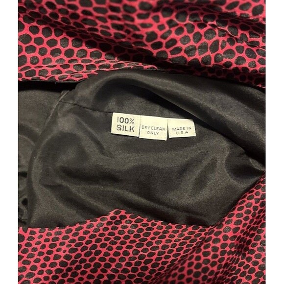 Vtg Carolina Herrera Neiman Marcus Silk Peplum Dress Size 6 Burgundy Black - Picture 5 of 6